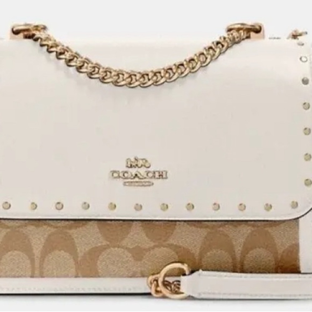 NWT Coach Klare Signature  Canvas Crossbody Handbag Purse Gold Hardware Cream